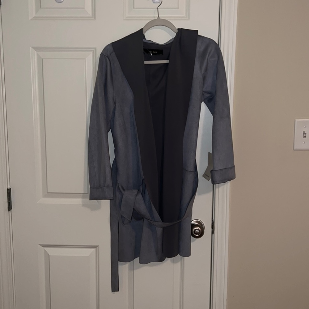 Zara blue gray robe coat new with tags